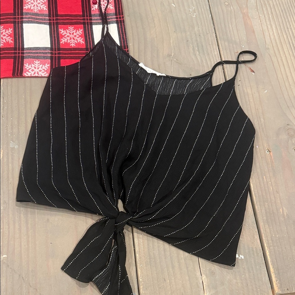 Lush Black Striped Tank Top